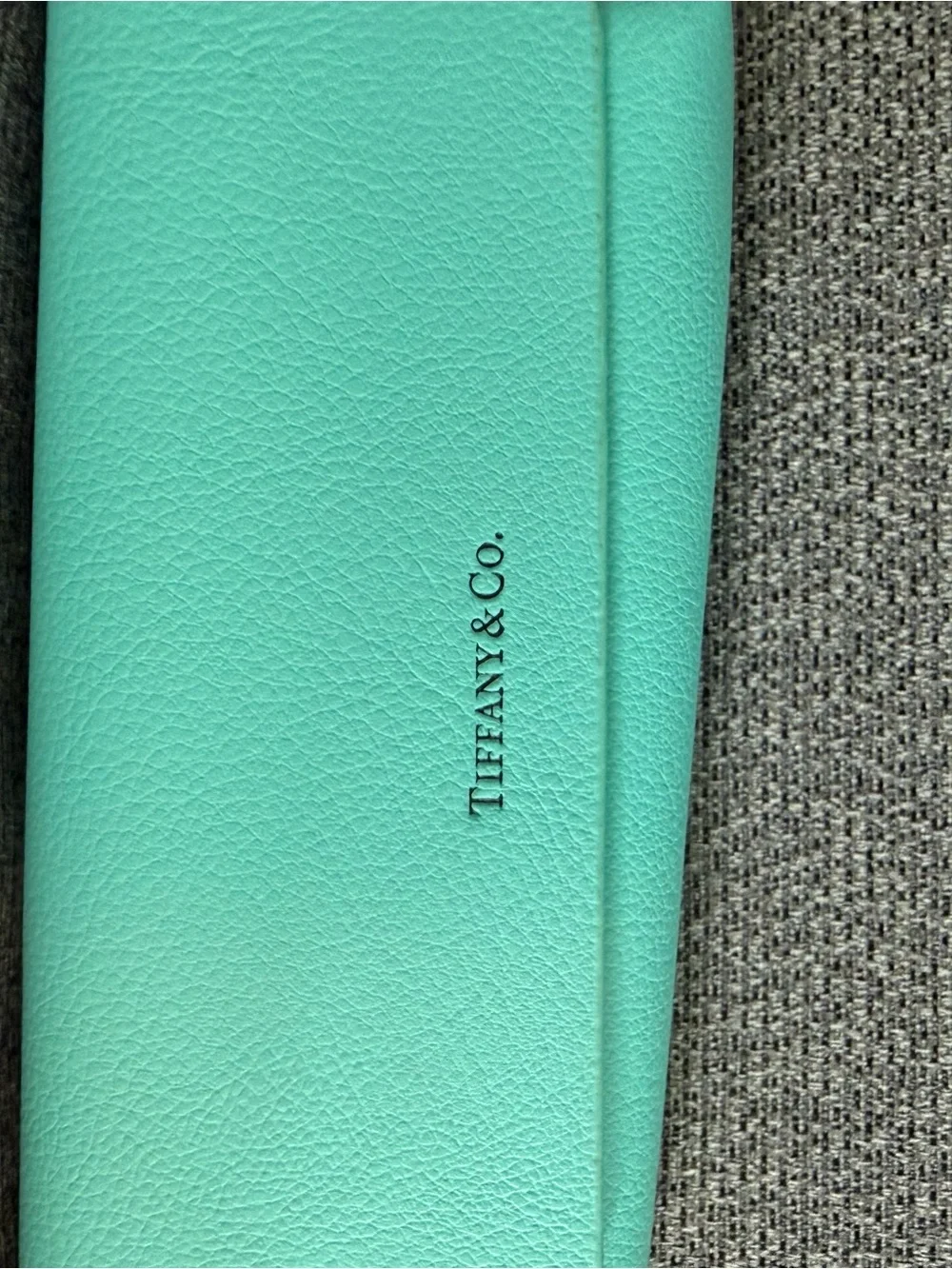 Tiffany & Co. Signature Robin's Egg Blue Leather Sunglass case and cleaning clot